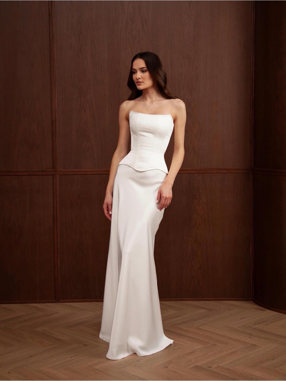 Custom Ivory Bridal Corset, Maxi Skirt & Scarf Set – 3 Piece - Picture 2 of 7